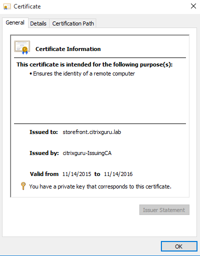 Certificate details