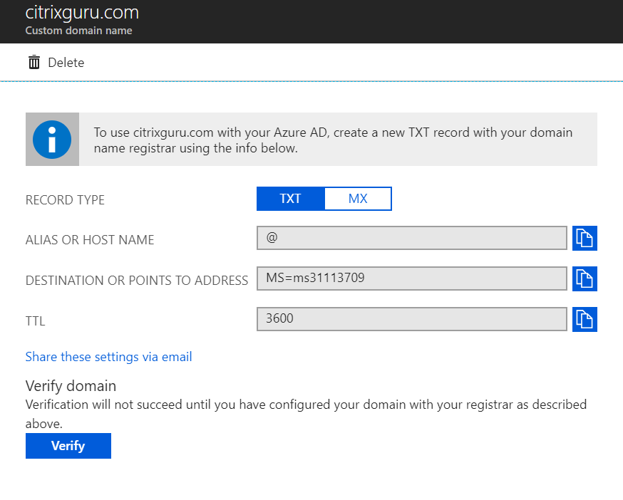 Azure custom domain configuration