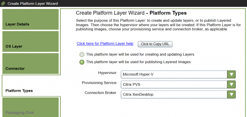 Create Platform Layer - Select Platform types